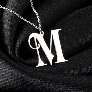 Collier lettre initiale personnalisée, pendentif lettre cursive en argent sterling, bijou initiale personnalisée, cadeau personnalisé pour elle, breloque grosse lettre