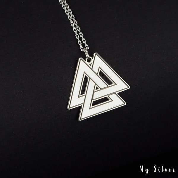 Sterling Silver Valknut Necklace, Viking Jewelry, Valknut Pendant, Gift for Him, Nordic Jewelry, Valknut Symbol Necklace, Spiritual Necklace