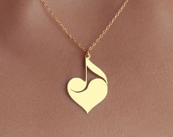 Sterling Silver Music Note Heart Necklace: Personalized Music Jewelry