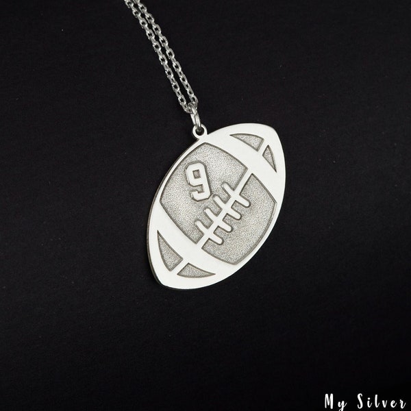 Custom  American Football Necklace, American Football Pendant, Super Bowl Necklace, NFL Charm, Gift for Football Player, Sports Jewelry