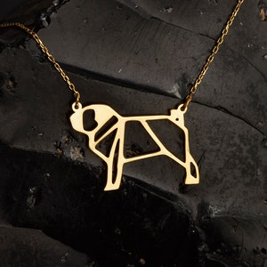 Origami Dog Necklace, Dog Pendant in Sterling Silver, Gift for Pet Lover, Geometic Dog Jewelry, Animal Necklace, Dog Silhouette Charm