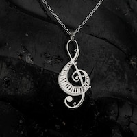 14k Solid Gold Music Note Charm Necklace, 925 Sterling Silver Music ...