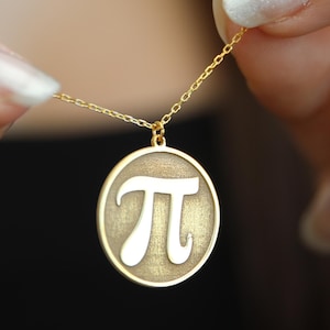 Pi-Halskette aus Sterlingsilber, Anhänger mit mathematischem Symbol, Pi-Schmuck aus Gold, Geschenk für Mathematiklehrer, Geschenk für Wissenschaftsbegeisterte, Pi-Tag-Anhänger für Damen