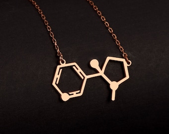 Nicotine Molecule Necklace, Sterling Silver Nicotine Pendant, Molecular Jewelry, Best Friends Gift, Science Jewelry, Chemistry Gift