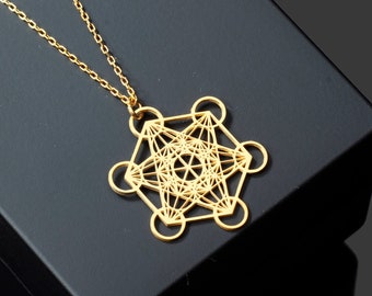 Metatron Necklace in Sterling Silver, Metatron Pendant, Sacred Geometry Jewelry, Metatron Cube Pendant, Spiritual Necklace, Gift for Yoger