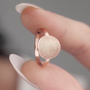 Round Shape Fingerprint Ring, Actual Fingerprint Ring, Fingerprint Band Ring, Memorial Ring, Sterling Silver Fingerprint, Remembrance Gift