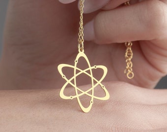 Molecule Symbol Necklace, Atom Jewelry in Sterling Silver, Molecular Pendant, Science Jewelry, Gift for Chemistry Teacher, Molecule Jewelry