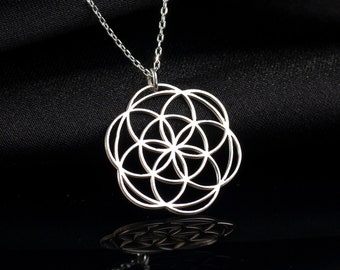 Gioielli Seme della Vita, Ciondolo Seme di Vita Mandala, Fascino del Cerchio della Vita, Collana Geometria Sacra, Collana ispirata allo Yoga, Fascino di protezione