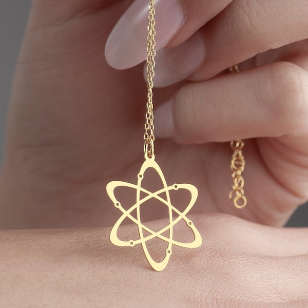 Molecule Symbol Necklace, Atom Jewelry in Sterling Silver, Molecular Pendant, Science Jewelry, Gift for Chemistry Teacher, Molecule Jewelry
