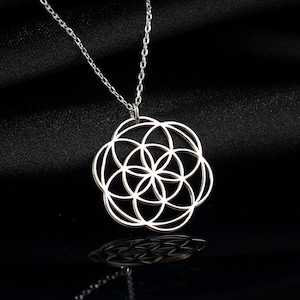 Ciondolo in argento sterling &quot;Seme della vita&quot;: collana di geometria sacra