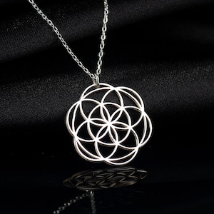 Joyería Semilla de Vida, Colgante Mandala Semilla de Vida, Encanto Círculo de Vida, Collar de Geometría Sagrada, Collar Inspirado en Yoga, Encanto de Protección