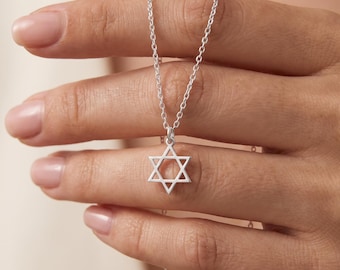Sterling Silver Star of David Necklace, 14K Solid Gold Jewish Star Pendant Necklace, Magen David Necklace, Judaica Jewelry for Men Women