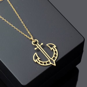 Dainty Anchor Necklace, Anchor Pendant in Sterling Silver, Anchor Jewelry, Nautical Necklace, Sailor's Gift, Geometric Anchor Necklace image 1