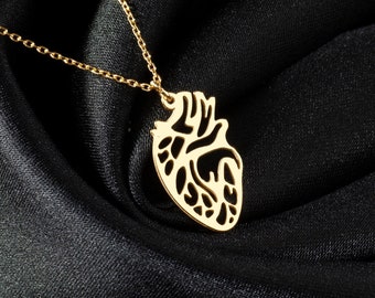 Sterling Silver Anatomical Heart Necklace: Medical Jewelry Gift