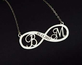 Infinity Necklace with Initial Letter, Sterling Silver Infinity Necklace, Gift for Her, Personalized Infinity Jewelry, Custom Letters