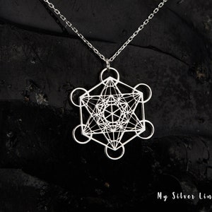 Metatron Necklace in Sterling Silver, Metatron Pendant, Sacred Geometry Jewelry, Metatron Cube Pendant, Spiritual Necklace, Gift for Yoger image 8