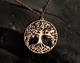 Tree of Life Necklace, Sterling Silver Life Tree Jewelry, Gift for Her, Round Tree of Life, Dainty Tree Pendant, Family Tree, Memorial Charm