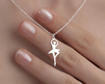 Collana con ballerina in argento sterling, ciondolo con ballerina, delicato gioiello con ballerina, ciondolo con ballerina, regalo per ballerina