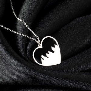 Heart on Fire Necklace, Sterling Silver Heart Pendant, Flaming Heart Jewelry, Dainty Heart Love Charm, Fallen in Love Necklace, Gift for Her