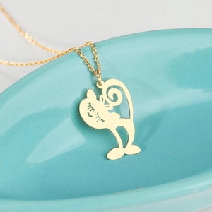 Sterling Silver Cat Necklace: Handmade Kitty Pendant, Cat Lover Gift