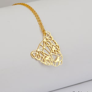 Origami Puma Necklace, Puma Jewelry in Sterling Silver, Gift for Her/Him, Dainty Animal Pendant, Geometric Pendant, Origami Animal