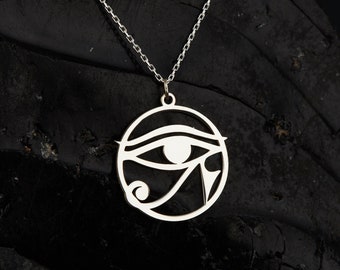 Sterling Silver Eye of Ra Necklace: Spiritual Amulet Jewelry