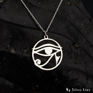 Eye of Ra Necklace in Sterling Silver, Eye of Horus Necklace, Spiritual Jewelry, Gift for Her, Eye of Ra Pendant, Evil Eye Charm, Ra Jewelry