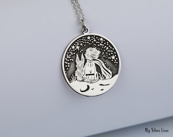 Sterling Silver Little Prince Necklace: Book Lover Gift