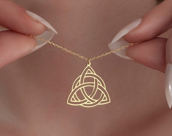 Collier Triquetra en argent sterling, pendentif noeud Triquetra, bijoux noeud celtique, charme irlandais triple noeud, cadeau spirituel, charme de la Trinité