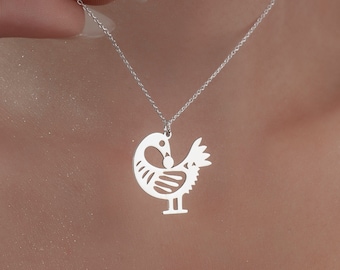 Sterling Silver Sankofa Bird Necklace: Adinkra Symbol Pendant