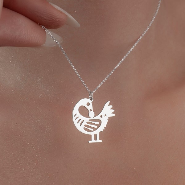 Sankofa Bird Necklace, African Sankofa Pendant in Sterling Silver, Adinkra Symbol Jewelry, Sankofa Charm, Spiritual Jewelry, Myhtical Bird