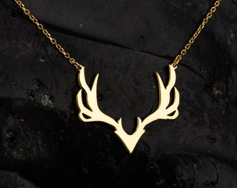 Dainty Deer Horn Necklace, Sterling Silver Deer Antler Necklace, Gift for Her, Deer Horn Jewelry, Antler Pendant, Horn Pendant, Gift for Him