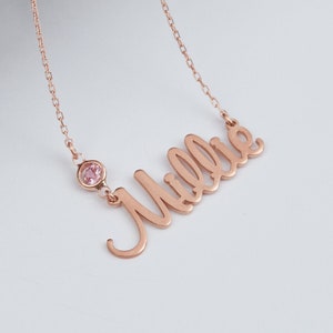 Sterling Silver Name Necklace: Custom Personalized Jewelry, Birthstone Pendant