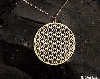 Flower of Life Necklace, Sterling Silver Flower of Life Jewelry, Gift for Her, Sacred Geometry Pendant, Gift for Yoger, Spiritual Charm