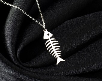 Chaîne Crochet Poisson Cadeau Homme Chaîne Argent Sterling Avec Pendentif Poisson - Style Punk Gothique Pour Homme Pendentif Crochet Poisson Punk