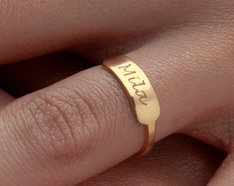 Custom Engraved Sterling Silver Name Ring - Personalized Band