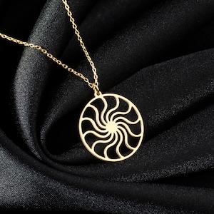 Spiral Sun Necklace in Sterling Silver, Sun Symbol Pendant, Eternal Sunshine Jewelry, Spiritual Charm, Boho Style Gift, Swirl Sun Pendant