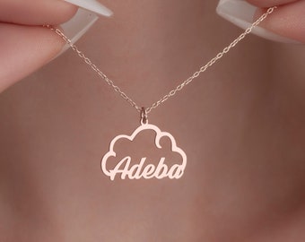 Custom Cloud Necklace, Personalized Cloud Jewelry in Sterling Silver, Name Your Cloud, Dainty Cloud Pendant, Gift for Mom, Lover Charm