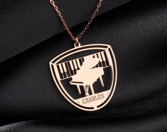 Personalized Piano Jewelry, Custom Piano Necklace in Sterling Silver, Piano Keyboard Pendant, Gift for Piano Player, Music Inspired Charm