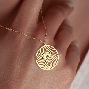 Wave and Sun Necklace, Sterling Silver Surf Ocean Pendant, Beach Love Mandala Necklace, Wave and Sun Charm Gift, Sunny Day Necklace