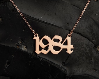 Personalisierte Jahr Halskette, Sterling Silber Jahrestag Schmuck, Geschenk für sie, Benutzerdefinierte Nummer Halskette, Mamas Geschenk, personalisierte Nummer Anhänger