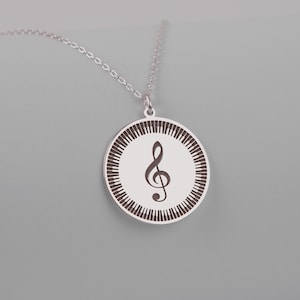 Treble Clef Jewelry, Sterling Silver Treble Clef Necklace, Piano Keys Necklace, Gift for Music Lover, Musician Jewelry, Musician Gifts