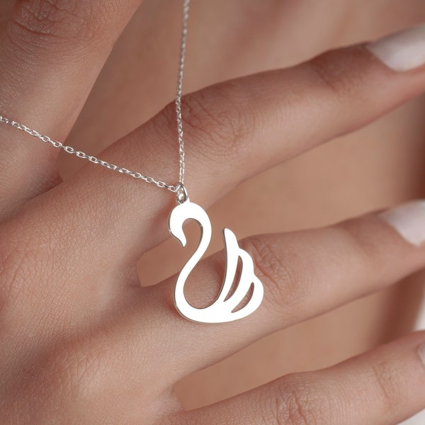 Collier cygne délicat, bijoux cygne en argent sterling, cadeau pour amoureux, bijoux animaux, breloque oiseau cygne, pendentif symbole d'amour, cadeau pour elle