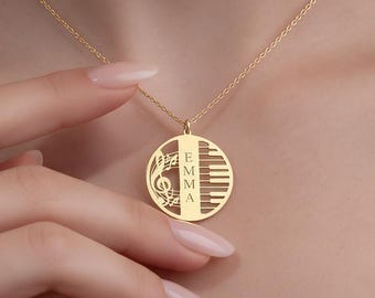 Sterling Silver Treble Clef Name Necklace, Treble Clef Pendant, Piano Key Necklace, Music Note Pendant, Music Lover Gift, Gift For Her
