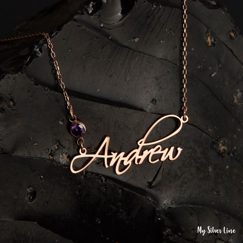 Personalized Gift Gift for Her Dainty Necklace Silver Gold Rose Gold Necklace Mothers Day Gift Birthstone Name Necklace