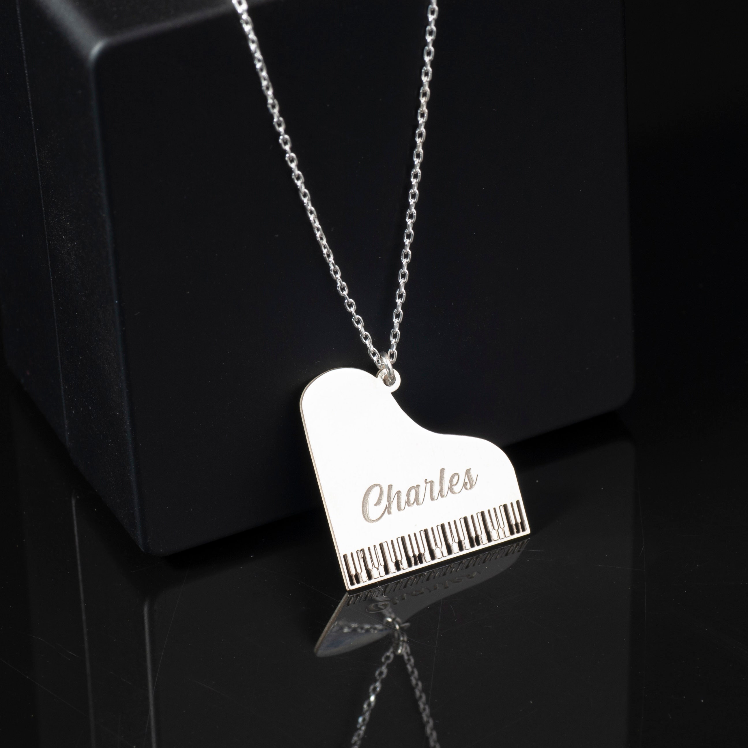 Silver/Black Piano Wire & Porcelain Necklace