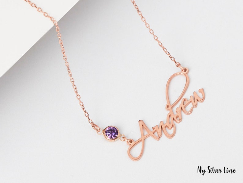 Personalized Gift Gift for Her Dainty Necklace Silver Gold Rose Gold Necklace Mothers Day Gift Birthstone Name Necklace