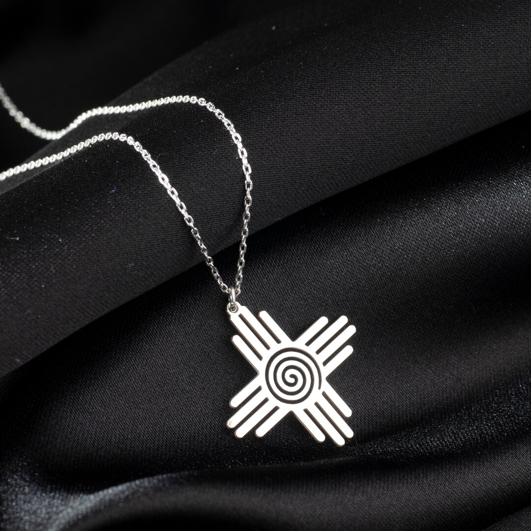 Zia Sun Necklace in Sterling Silver, Zia Symbol Pendant, New Mexico Zia
