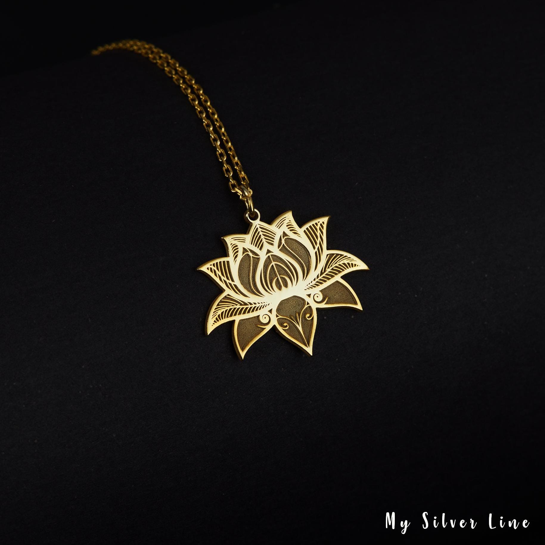 Lotus Flower Necklace, Lotus Jewelry in Sterling Silver Lotus Flower Necklace, Lotus Jewelry in Sterling Silver