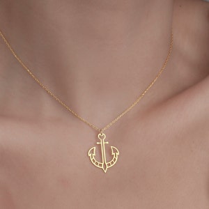 Dainty Anchor Necklace, Anchor Pendant in Sterling Silver, Anchor Jewelry, Nautical Necklace, Sailor's Gift, Geometric Anchor Necklace image 7